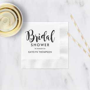 Moderne schwarze Schrift Brautparty Hochzeit Serviette