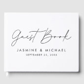 Moderne Schwarze Schrift Foto Hochzeit Gästebuch (Vorderseite)