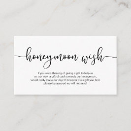 Moderne schwarze Schrift, Hochzeitshoneymoon Wish Begleitkarte