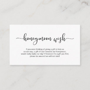 Moderne schwarze Schrift, Hochzeitshoneymoon Wish Begleitkarte