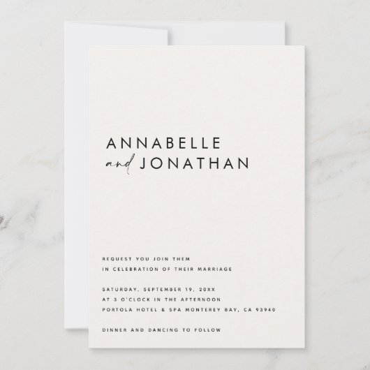 Moderne schwarze Schrift minimalistisch zeitgenöss Save The Date (Vorderseite)