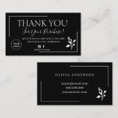 Moderne Schwarze Schrift Ordnung danke Business Ca Visitenkarte (Vorne/Hinten)