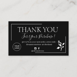 Moderne Schwarze Schrift Ordnung danke Business Ca Visitenkarte