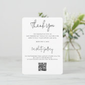 Moderne Schwarze Schrift QR Code Foto Galerie Hoch Dankeskarte (Stehend Vorderseite)