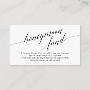 Moderne schwarze Schrift, Wedding Honeymoon Fund Begleitkarte