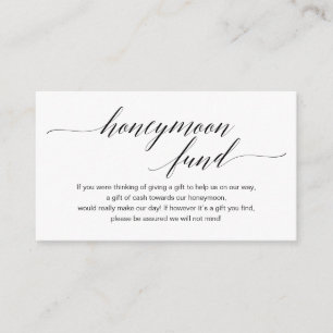 Moderne schwarze Schrift, Wedding Honeymoon Fund W Begleitkarte