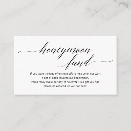 Moderne schwarze Schrift, Wedding Honeymoon Fund W Begleitkarte (Vorderseite)