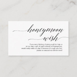 Moderne schwarze Schrift, Wedding Honeymoon Wish F Begleitkarte