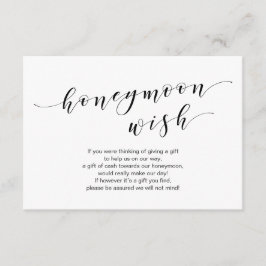 Moderne schwarze Schrift, Wedding Honeymoon Wish F Begleitkarte