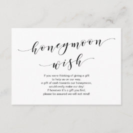 Moderne schwarze Schrift, Wedding Honeymoon Wish F Begleitkarte