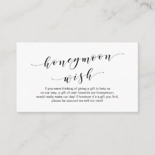 Moderne schwarze Schrift, Wedding Honeymoon Wish F Begleitkarte