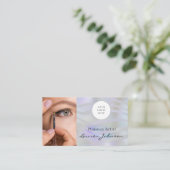 Moderne schwarze Schriftzug-Foto-Make-up  Visitenkarte (Stehend Vorderseite)