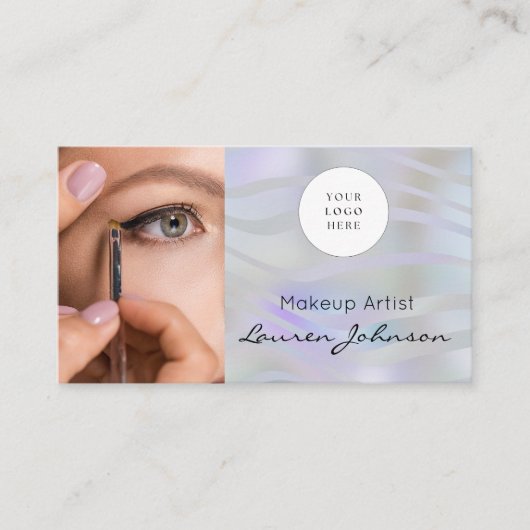 Moderne schwarze Schriftzug-Foto-Make-up  Visitenkarte (Vorderseite)