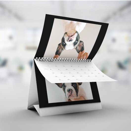Moderne schwarze Scrapbook-Hier-Foto Kalender