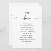 Moderne schwarze Script-Tischnummer 11 Sitzkarte Einladung (Vorne/Hinten)