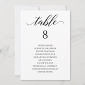 Moderne schwarze Script-Tischnummer Einladung (Vorderseite)