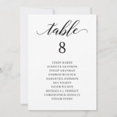 Moderne schwarze Script-Tischnummer Einladung (Rückseite)