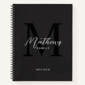 Moderne schwarze Script Typografie Monogram Rezept Notizblock (Vorderseite)