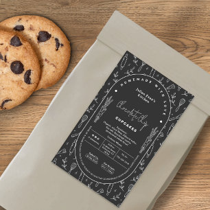 Moderne Schwarze Selbstgemachte Bäckerei Cottage L Rechteckiger Aufkleber