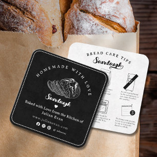 Moderne Schwarze Selbstgemachte Sauerteig-Brotpfle Quadratische Visitenkarte