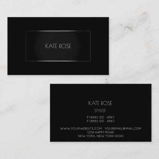 Moderne Schwarze Silber Frame Vip Visitenkarte (Vorne/Hinten)