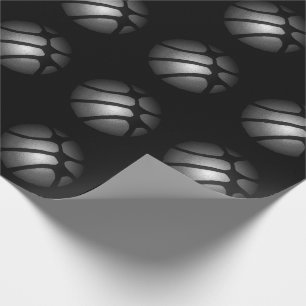 Moderne schwarze silberne Basketball-Sportmuster Geschenkpapier