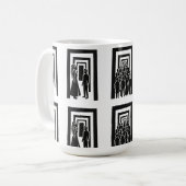 Moderne schwarze Silhouette Unity Design Kaffeetasse (Vorderseite Links)