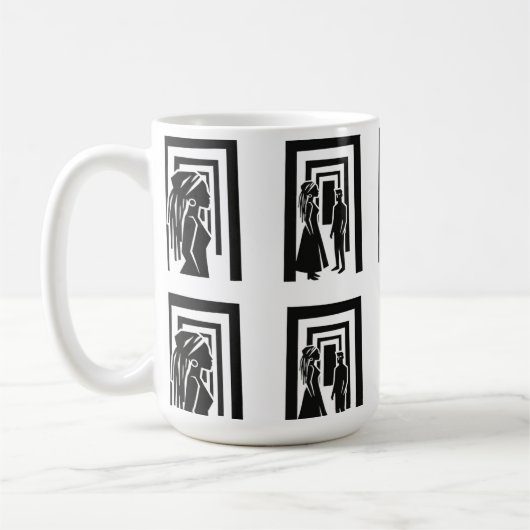 Moderne schwarze Silhouette Unity Design Kaffeetasse (Links)