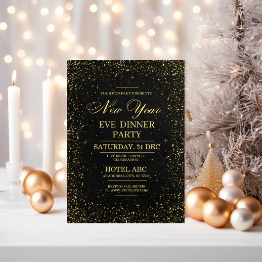 Moderne schwarze Silvesterparty-Einladung