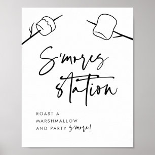 Moderne, schwarze Skripte Marshmallow S'mores Stat Poster