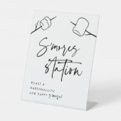 Moderne, schwarze Skripte Marshmallow S'mores Stat Sockelschild (Vorderseite)