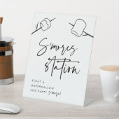 Moderne, schwarze Skripte Marshmallow S'mores Stat Sockelschild (In SItu)