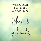 Moderne schwarze Skriptpaare heißen Hochzeit Willk Fensteraufkleber (Blatt 3)