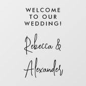 Moderne schwarze Skriptpaare heißen Hochzeit Willk Fensteraufkleber (Blatt)