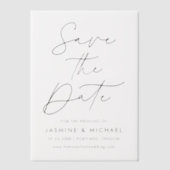 Moderne schwarze SkriptWedding Save the Date Pergament Einladungen (Vorderseite)