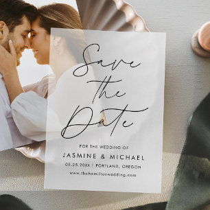 Moderne schwarze SkriptWedding Save the Date Pergament Einladungen