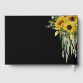 Moderne Schwarze Sonnenblume Hochzeit Gold Gästebuch (Rückseite)