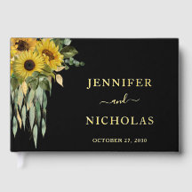 Moderne schwarze Sonnenblumen-Hochzeit Gold