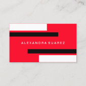 Moderne schwarze Streifen Beruflich rot Visitenkarte (Vorderseite)