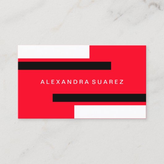 Moderne schwarze Streifen Beruflich rot Visitenkarte (Vorderseite)