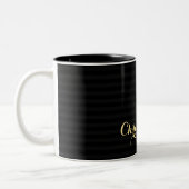 Moderne Schwarze Streifen Elegante Imitate Gold In Zweifarbige Tasse (Links)