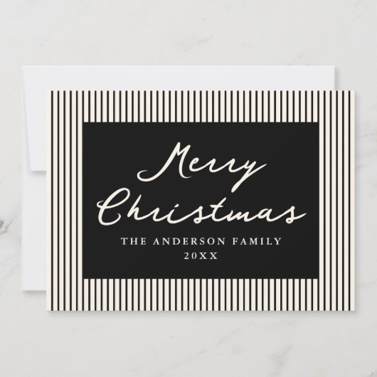 Moderne schwarze Streifen Frohe Weihnachten Non-Fo (Vorderseite)