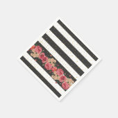 Moderne schwarze Streifen goldene Imitate Glitzer Serviette (Ecke)