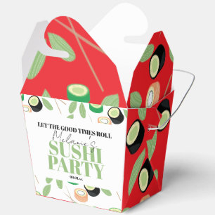 Moderne schwarze Sushi-Party-Rolls Geburtstag Rot Geschenkschachtel