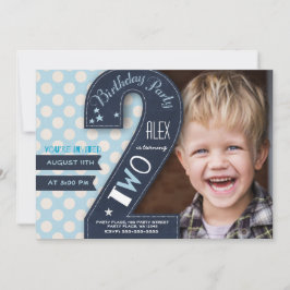 Moderne schwarze Tafel & blauer Punkt - 2. Geburts Einladung