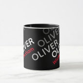 Moderne schwarze Tasse mit Namen (Zentrum)