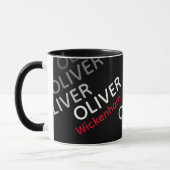 Moderne schwarze Tasse mit Namen (Links)