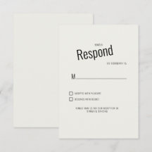 Moderne schwarze Text Hochzeit RSVP