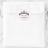 Moderne schwarze Tiara Quinceanera Runder Aufkleber (Tasche)