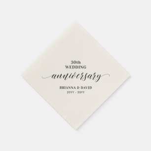Moderne schwarze Tischdeko zum 30. Hochzeitstag -  Serviette